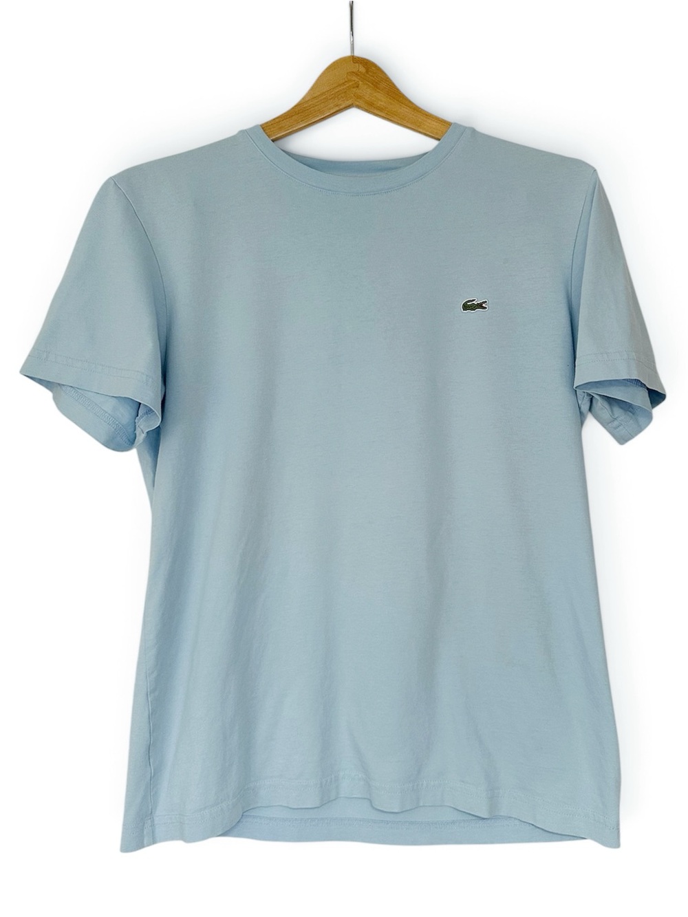 Lacoste Men's Light Blue Crewneck Tee with Signature Croc